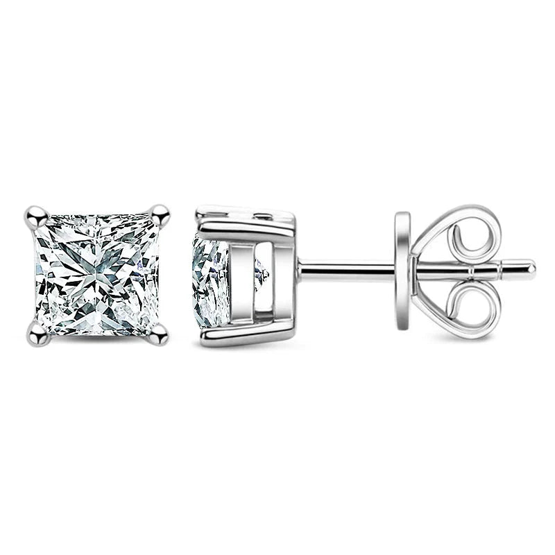 עגילי מואסנייט עיצוב מרובע - Classic Alin