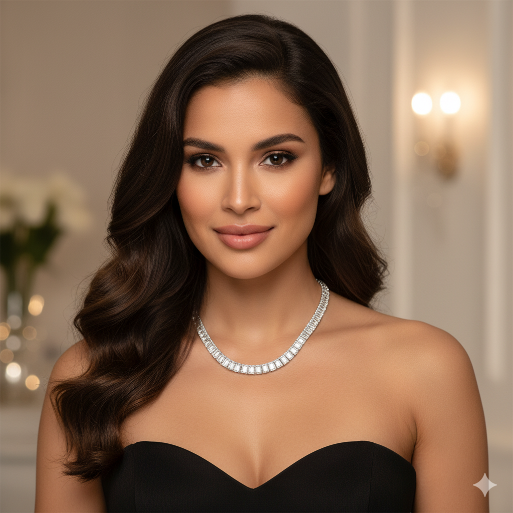 שרשרת טניס בחיתוך אמרלד בעבודת יד