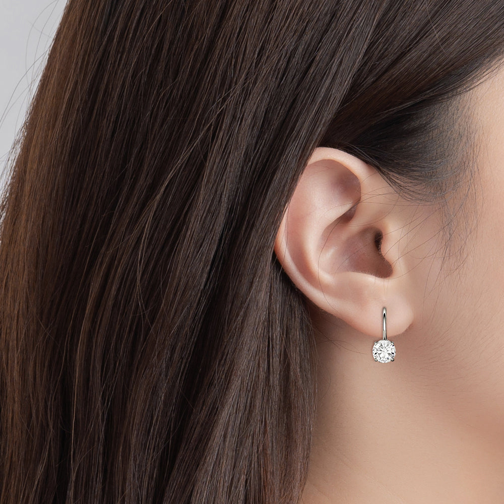 עגילי ירח עם יהלום אחד 0.5 קראט- Classic Moon