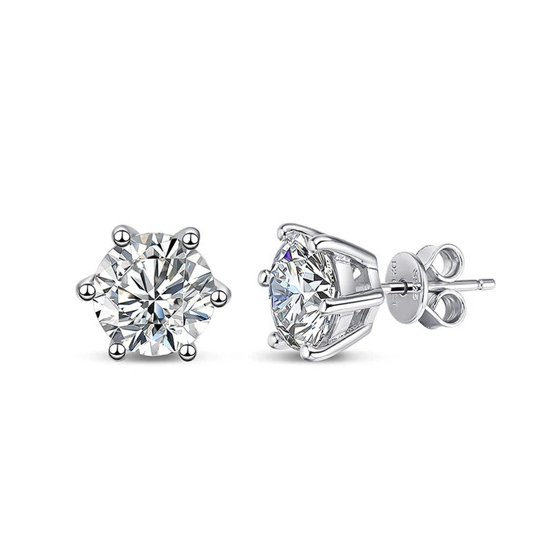 עגילי מואסנייט 6 קצוות עם סגירת הברגה אחורית - Glorius