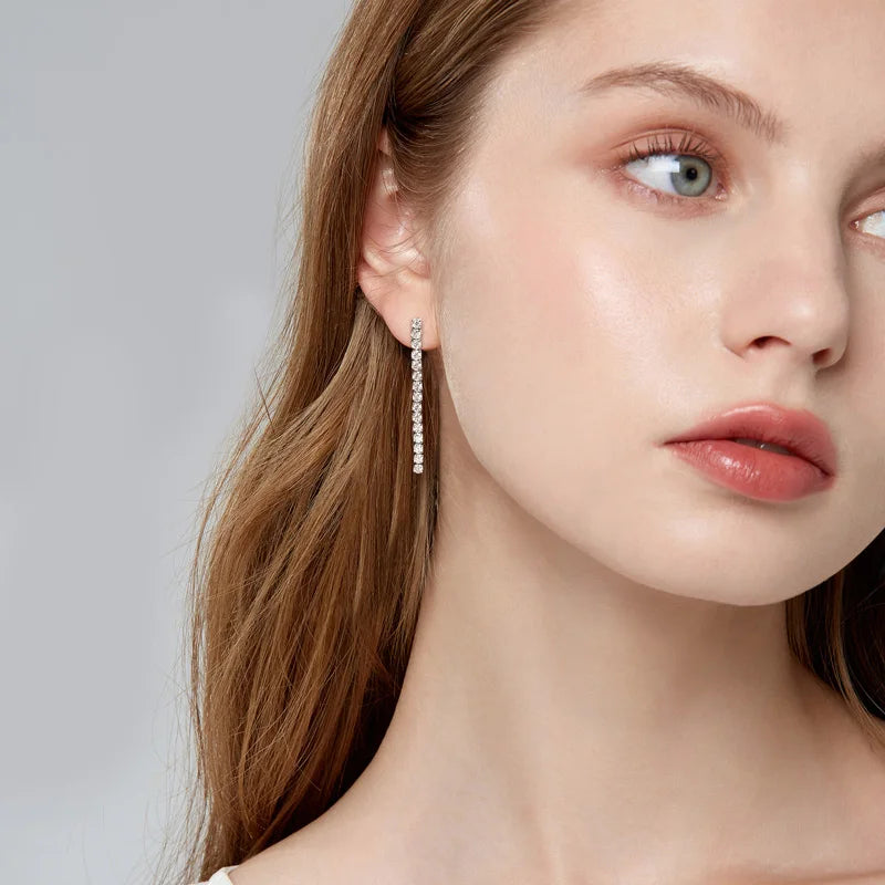 עגילי דרופ סטון משובצים 1.8 קראט - Drop Line