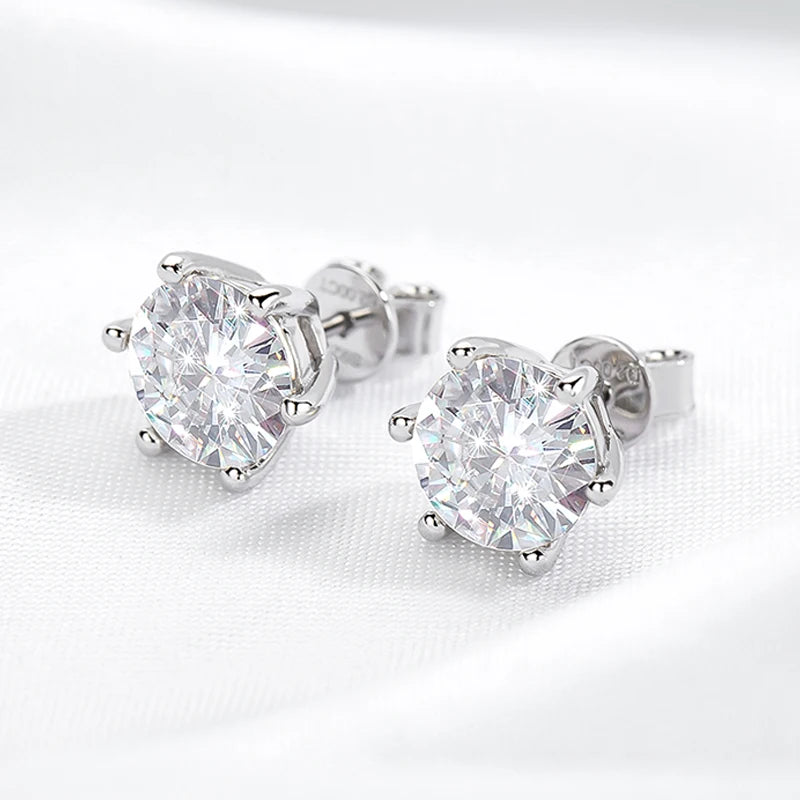 עגילי מואסנייט 6 קצוות עם סגירת הברגה אחורית - Glorius