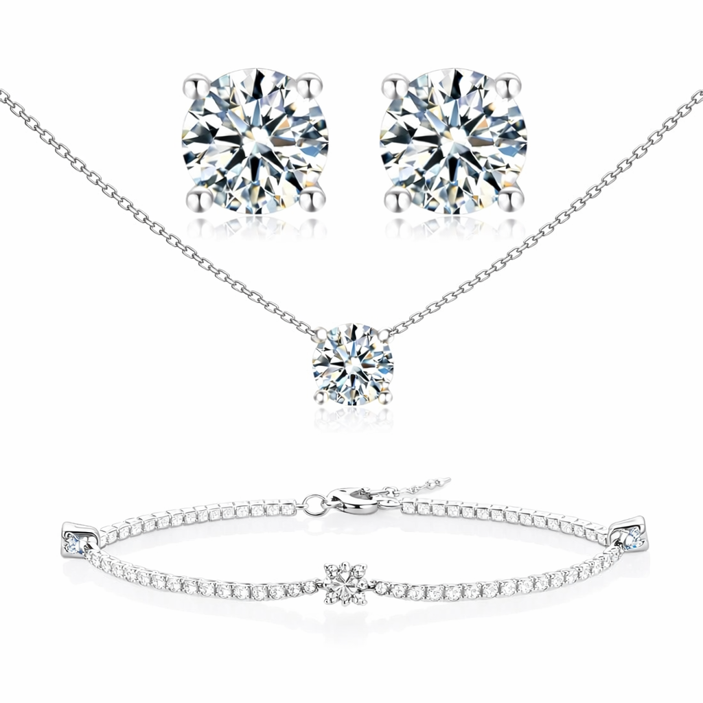 סט מואסנייט – שרשרת, צמיד ועגילים