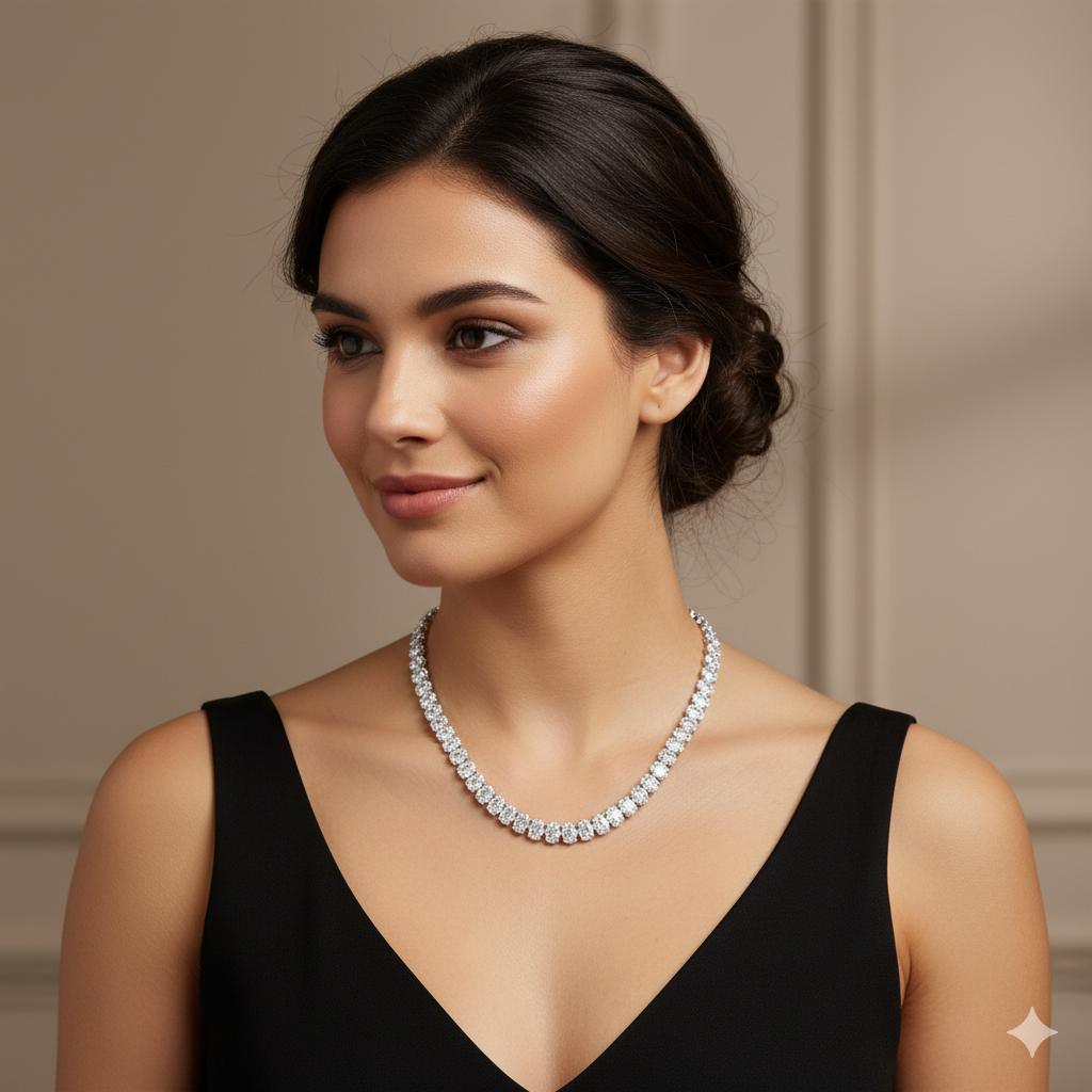 שרשרת טניס אובל בעבודת יד