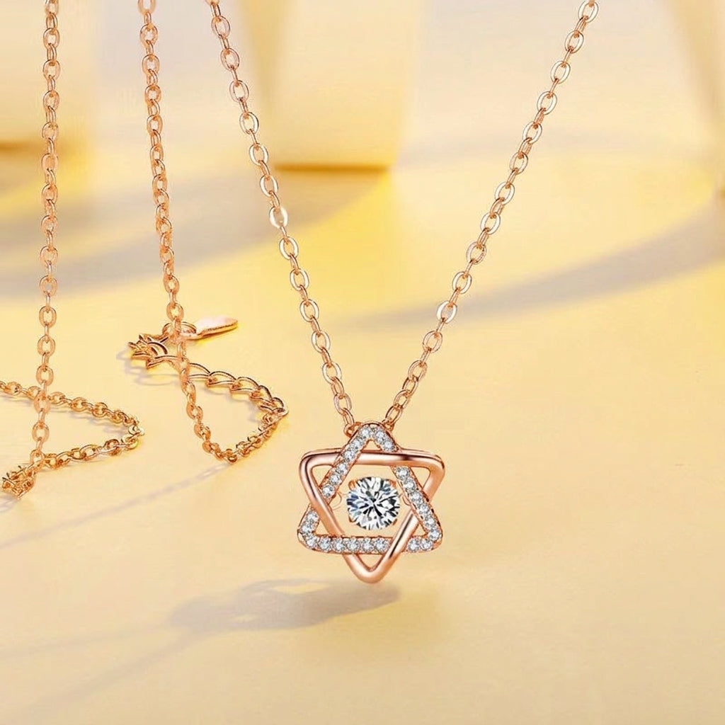 שרשרת מגן דוד מואסנייט רוז גולד