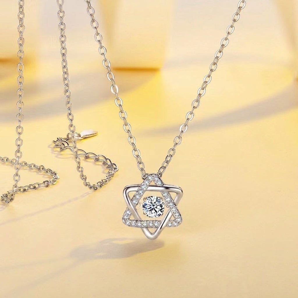 שרשרת מגן דוד מואסנייט זהב לבן