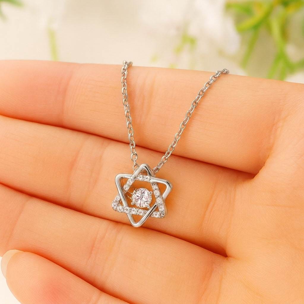 שרשרת מגן דוד מואסנייט זהב לבן